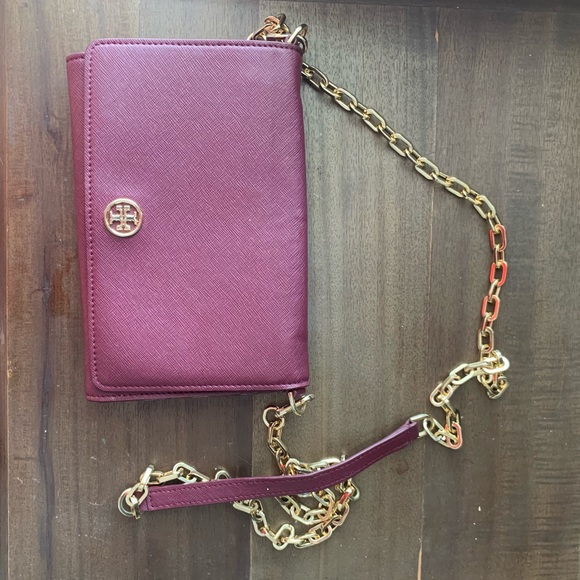 Tory Burch Robinson tiny purse on gold chain